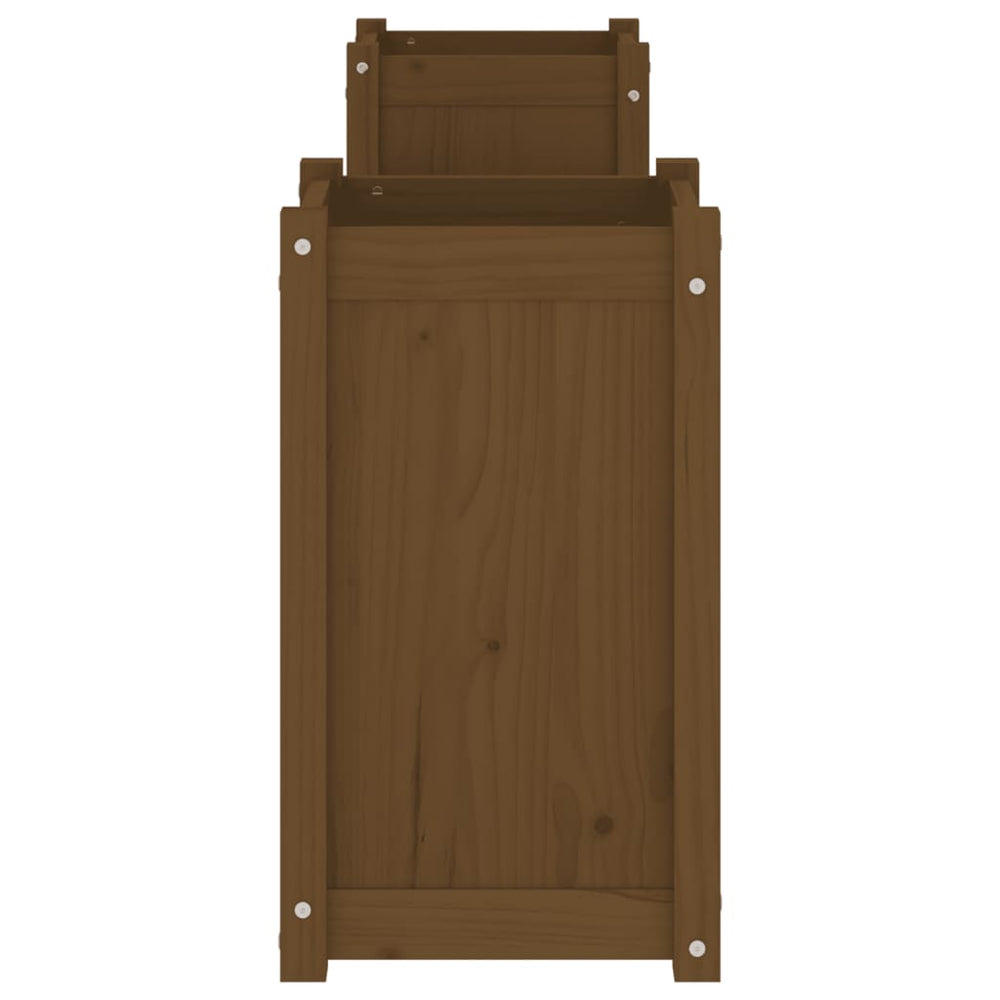 Bankje met plantenbakken 180x36x63 cm grenenhout honingbruin MeubelReus