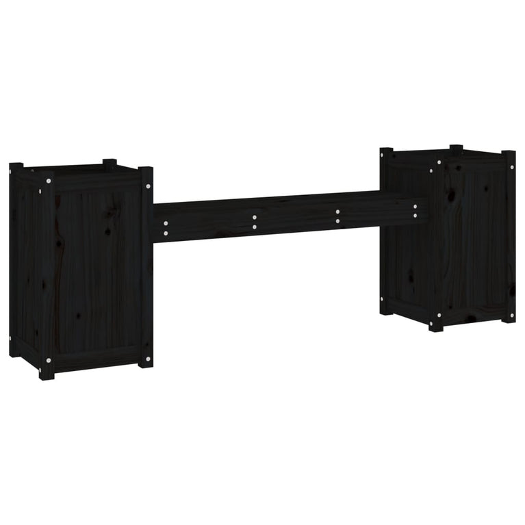 Bankje met plantenbakken 180x36x63 cm grenenhout zwart MeubelReus