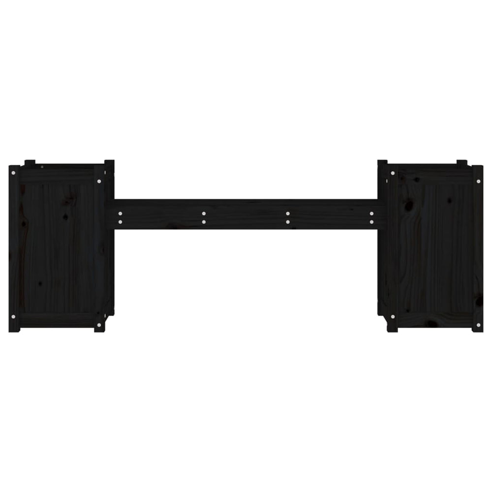 Bankje met plantenbakken 180x36x63 cm grenenhout zwart MeubelReus