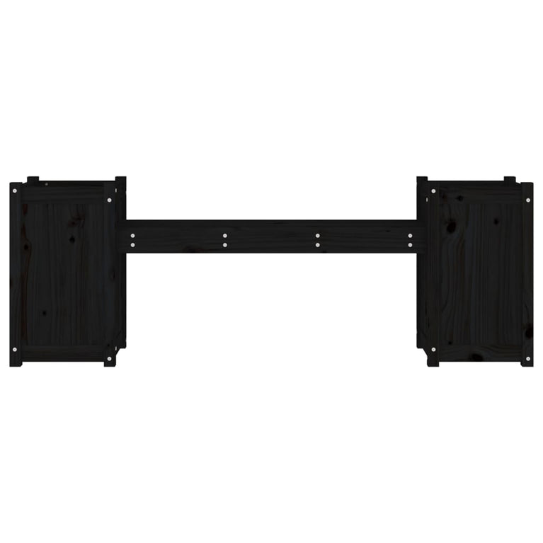 Bankje met plantenbakken 180x36x63 cm grenenhout zwart MeubelReus