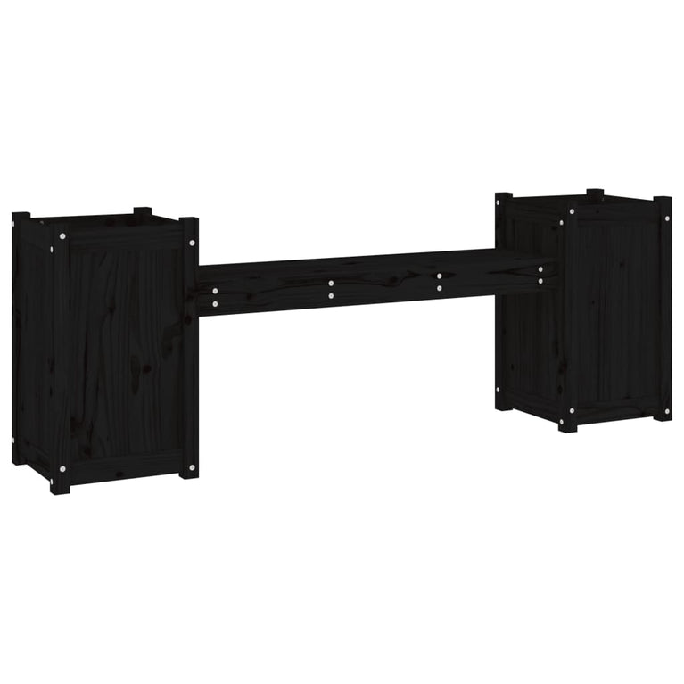 Bankje met plantenbakken 180x36x63 cm grenenhout zwart MeubelReus