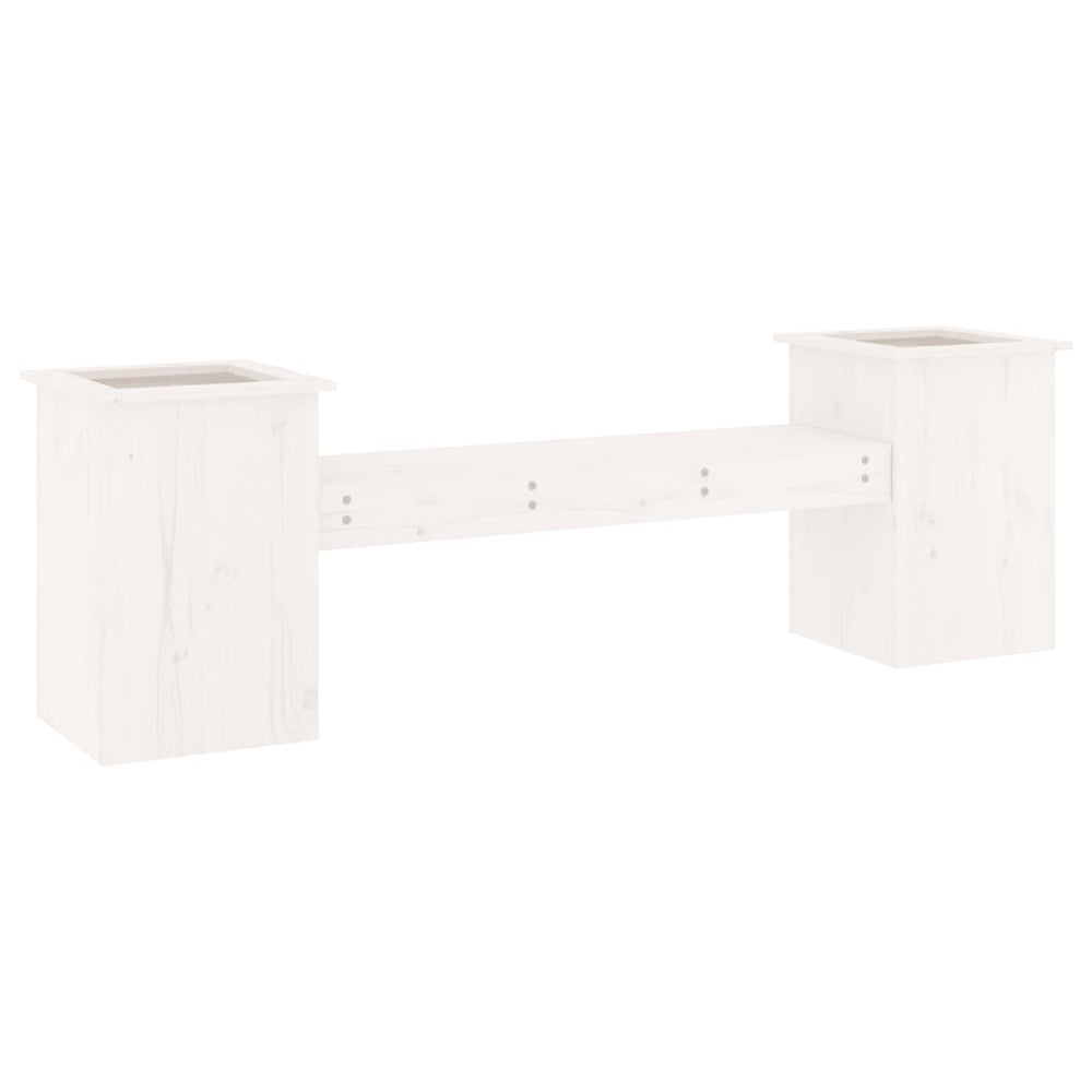 Bankje met plantenbakken 184,5x39,5x56,5 cm grenenhout wit MeubelReus