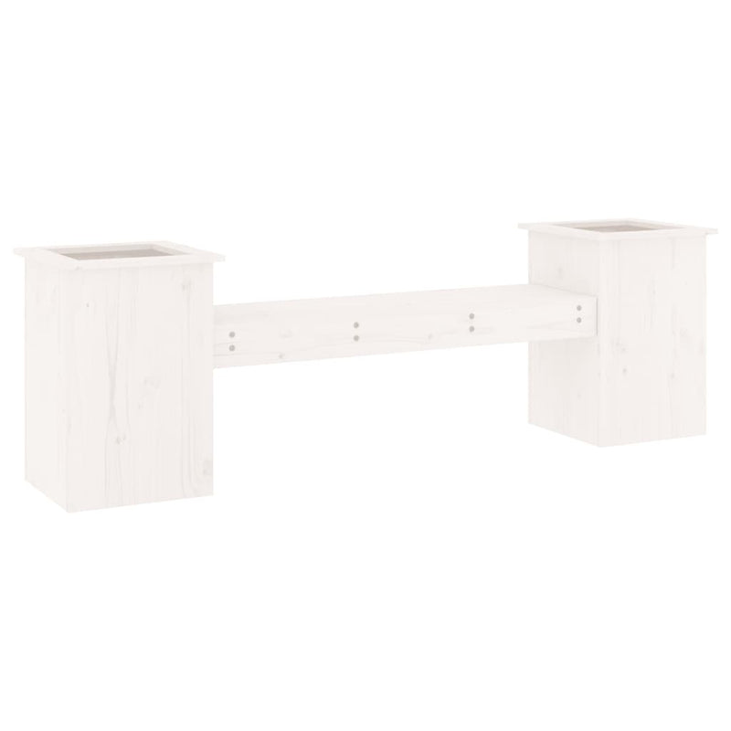 Bankje met plantenbakken 184,5x39,5x56,5 cm grenenhout wit MeubelReus