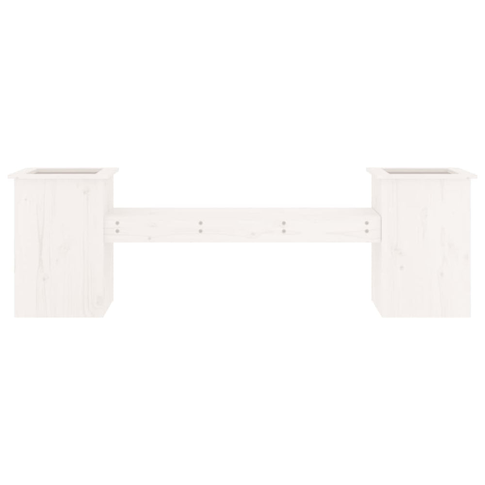 Bankje met plantenbakken 184,5x39,5x56,5 cm grenenhout wit MeubelReus