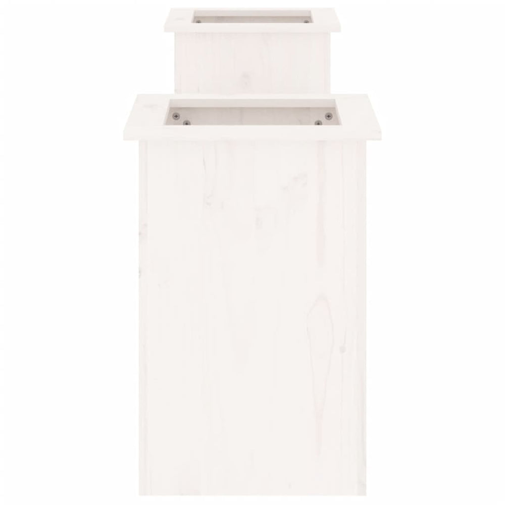 Bankje met plantenbakken 184,5x39,5x56,5 cm grenenhout wit MeubelReus
