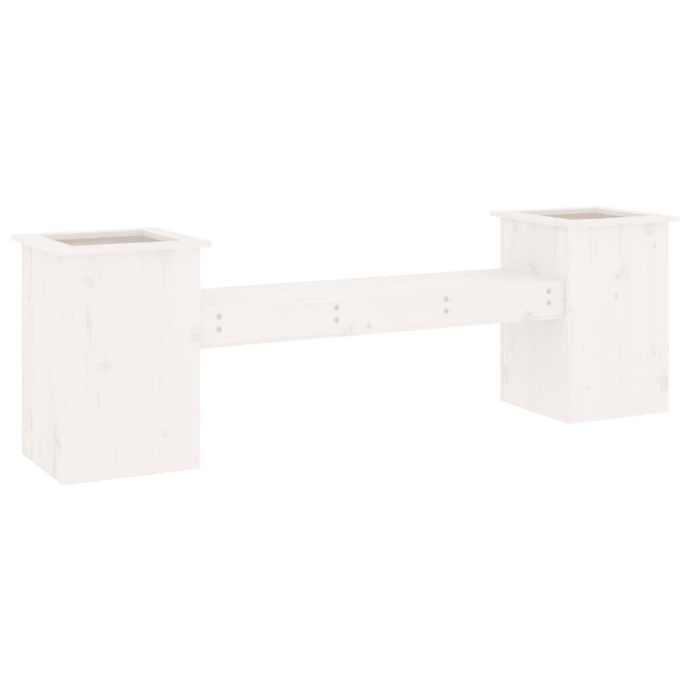 Bankje met plantenbakken 184,5x39,5x56,5 cm grenenhout wit MeubelReus