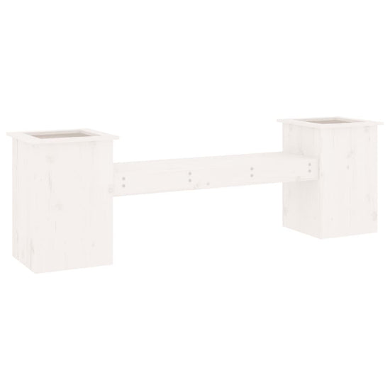 Bankje met plantenbakken 184,5x39,5x56,5 cm grenenhout wit MeubelReus