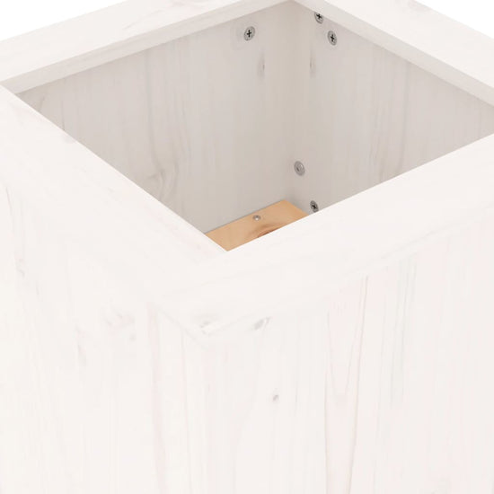 Bankje met plantenbakken 184,5x39,5x56,5 cm grenenhout wit MeubelReus