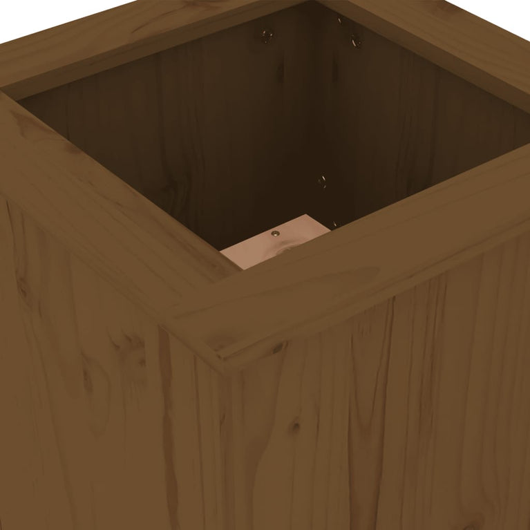 Bankje met plantenbakken 184,5x39,5x56,5 cm grenen honingbruin MeubelReus