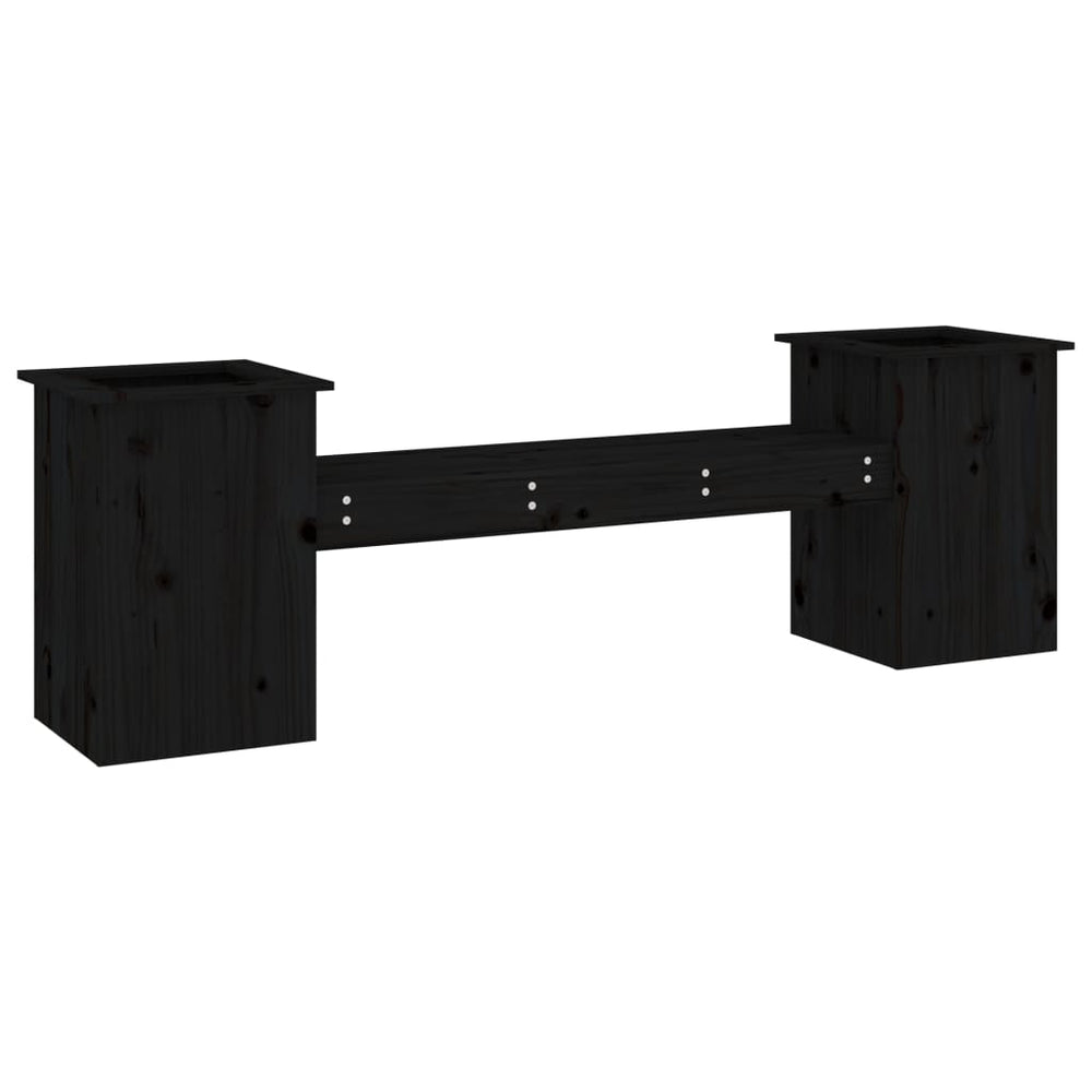 Bankje met plantenbakken 184,5x39,5x56,5 cm grenenhout zwart MeubelReus