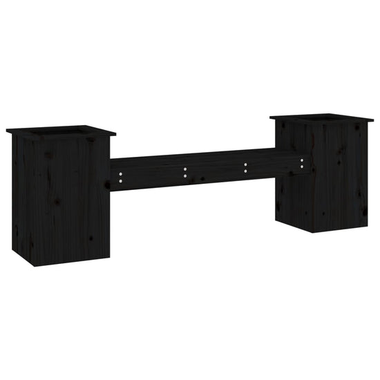 Bankje met plantenbakken 184,5x39,5x56,5 cm grenenhout zwart MeubelReus