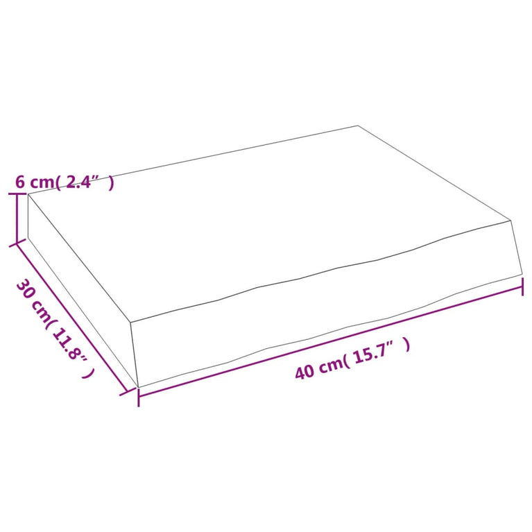 Wandschap 40x30x6 cm onbehandeld massief eikenhout