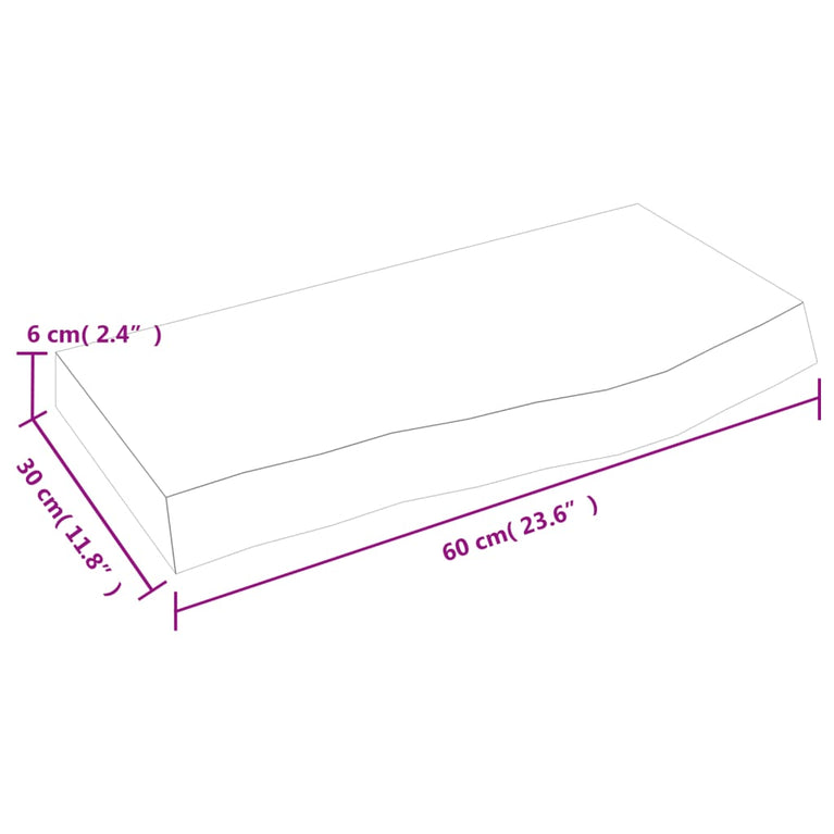 Wandschap 60x30x6 cm onbehandeld massief eikenhout