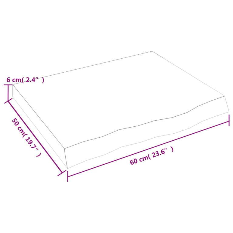 Wandschap 60x50x6 cm onbehandeld massief eikenhout