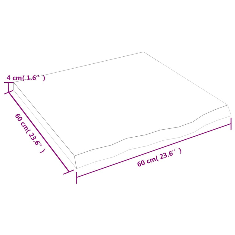 Wandschap 60x60x4 cm onbehandeld massief eikenhout
