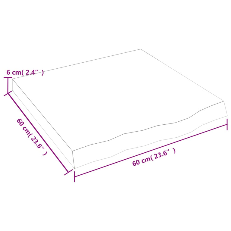 Wandschap 60x60x6 cm onbehandeld massief eikenhout