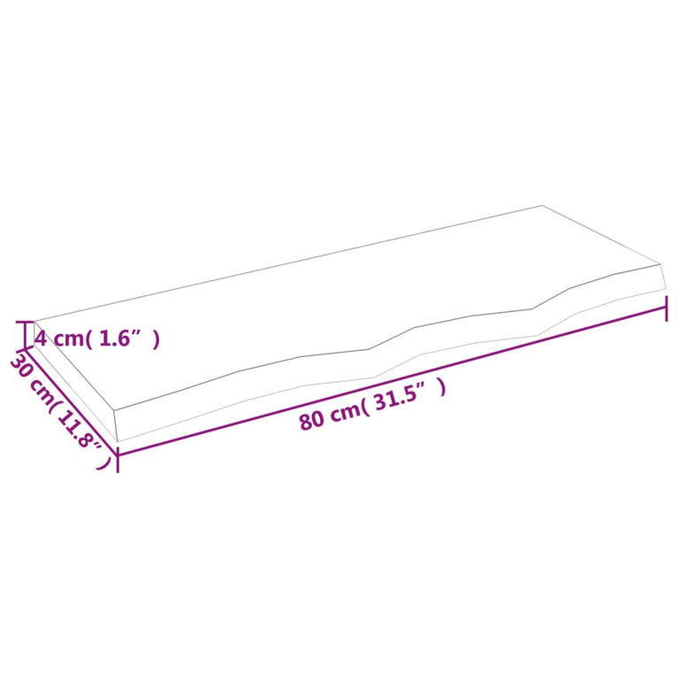 Wandschap 80x30x4 cm onbehandeld massief eikenhout
