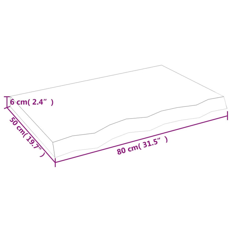 Wandschap 80x50x6 cm onbehandeld massief eikenhout