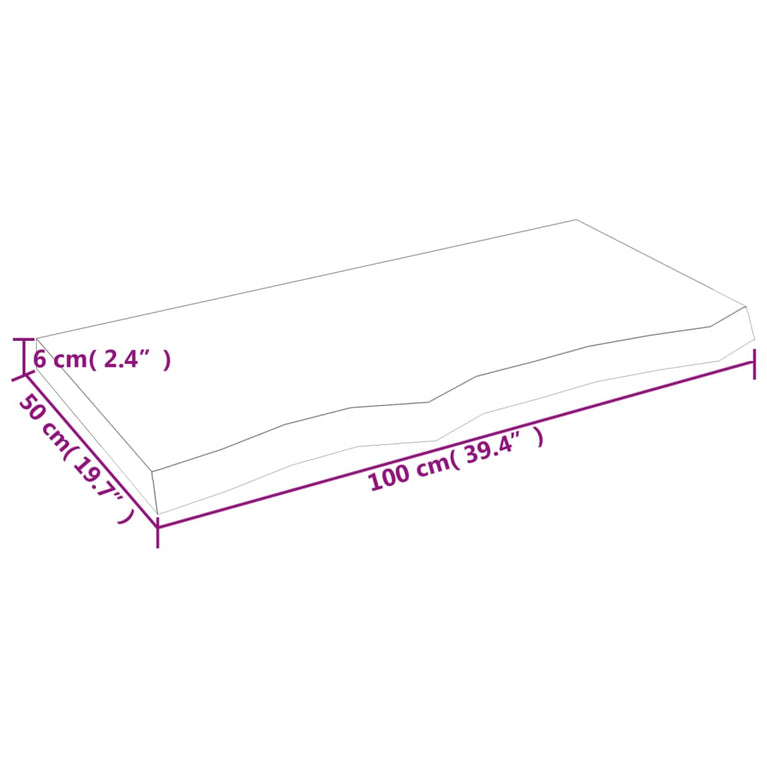 Wandschap 100x50x6 cm onbehandeld massief eikenhout