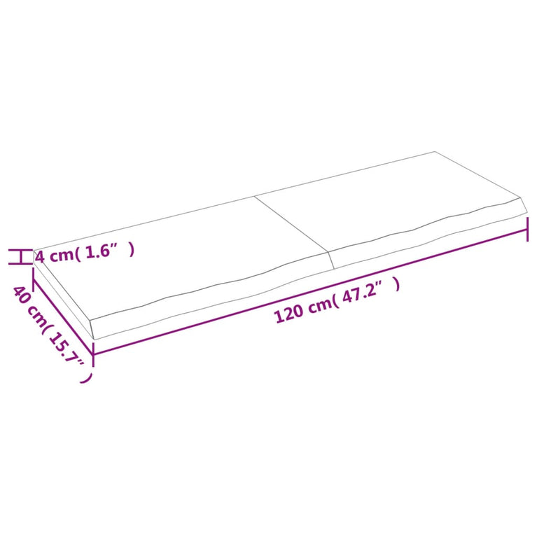 Wandschap 120x40x4 cm onbehandeld massief eikenhout