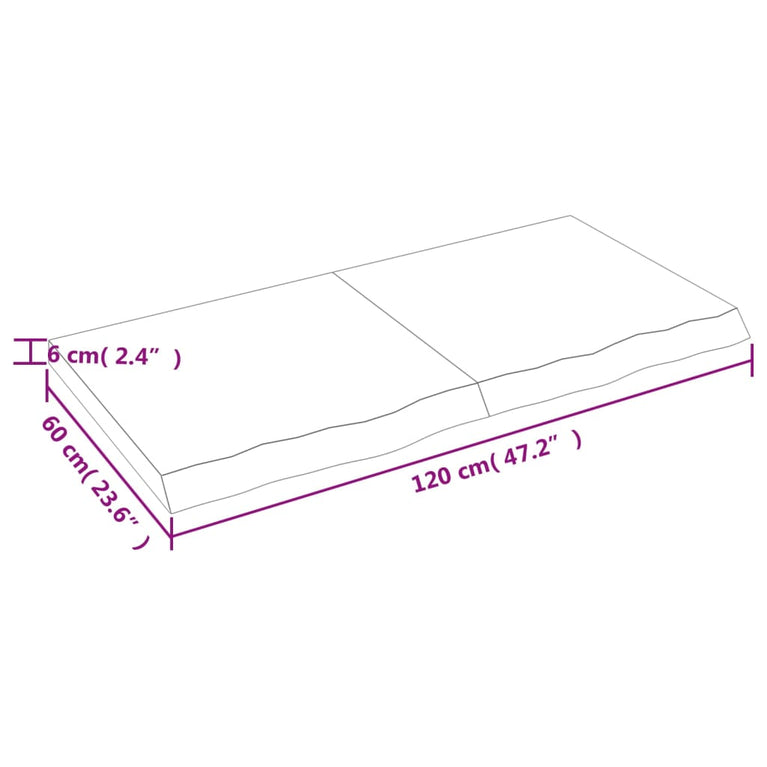 Wandschap 120x60x6 cm onbehandeld massief eikenhout