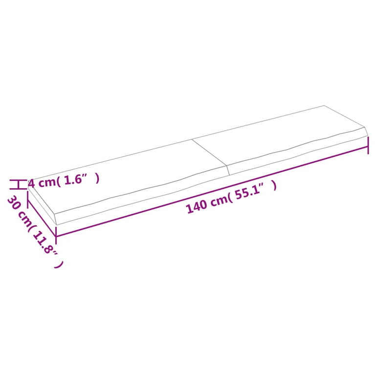 Wandschap 140x30x4 cm onbehandeld massief eikenhout