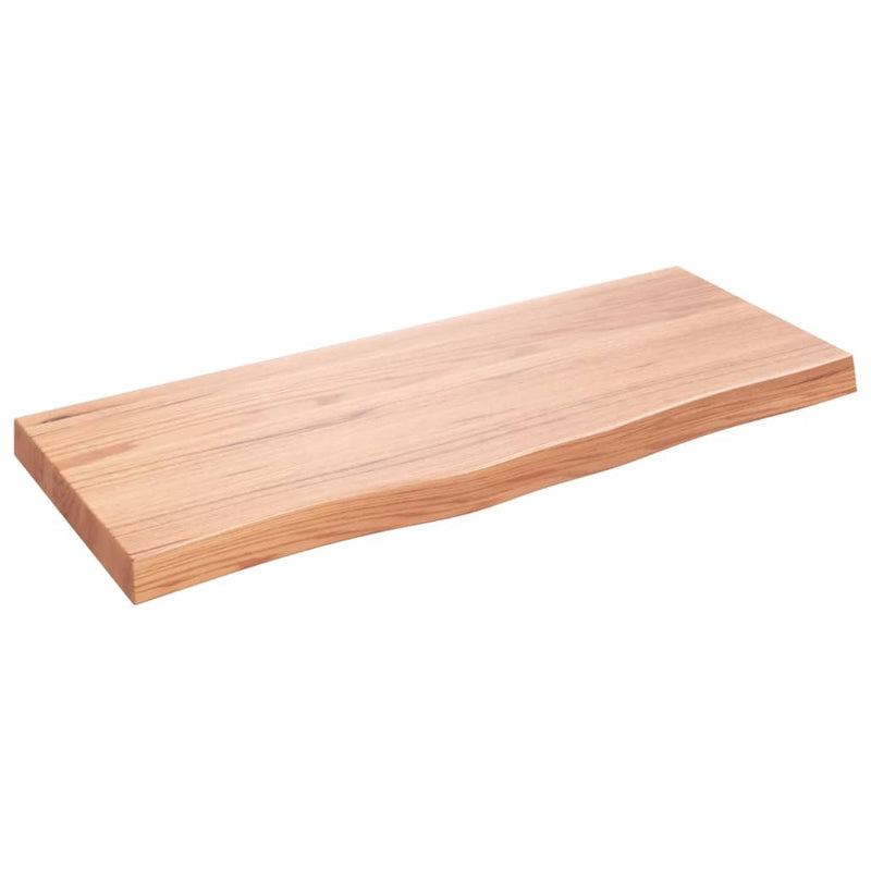 Wandschap 100x40x6 cm behandeld massief eikenhout lichtbruin