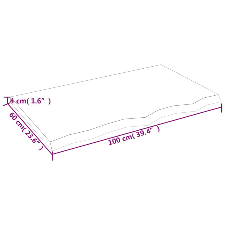 Wandschap 100x60x4 cm behandeld massief eikenhout lichtbruin