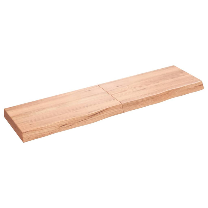 Wandschap 120x30x6 cm behandeld massief eikenhout lichtbruin