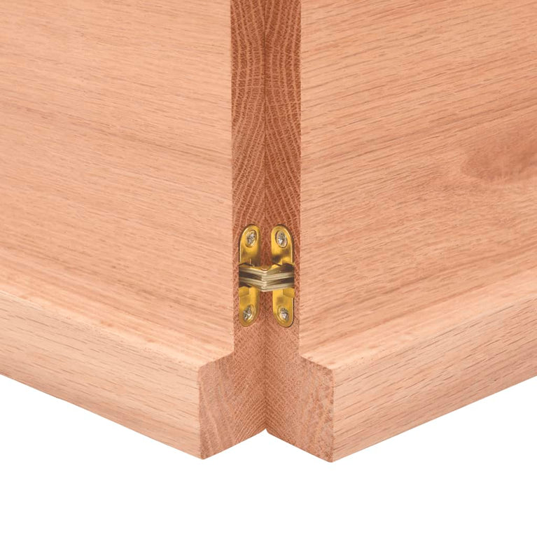Wandschap 140x30x4 cm behandeld massief eikenhout lichtbruin