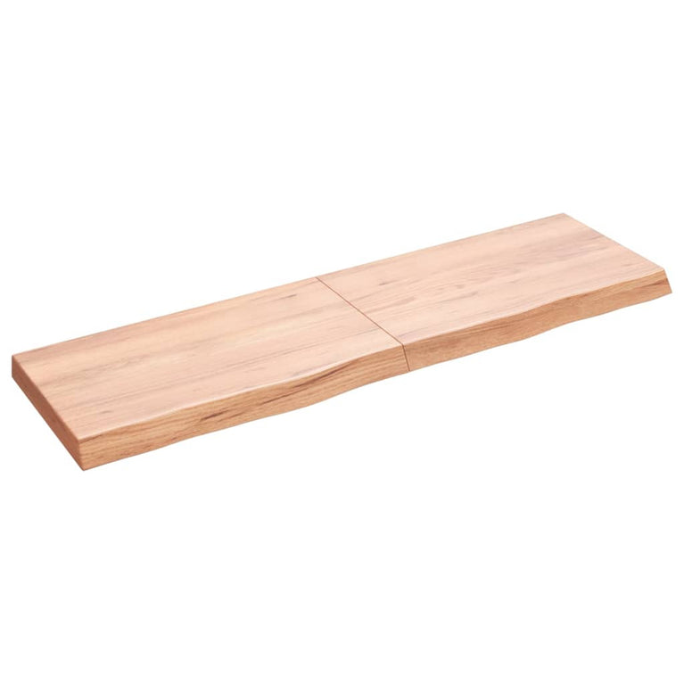 Wandschap 140x40x6 cm behandeld massief eikenhout lichtbruin