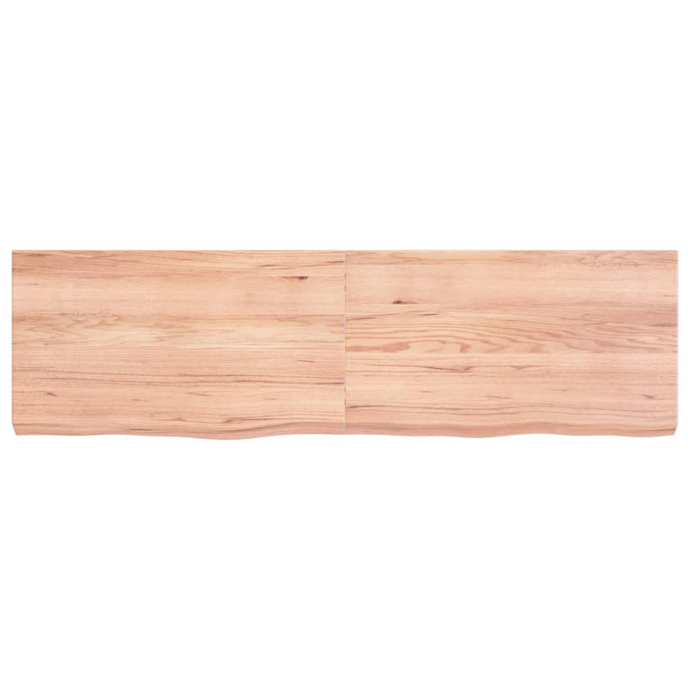 Wandschap 140x40x6 cm behandeld massief eikenhout lichtbruin