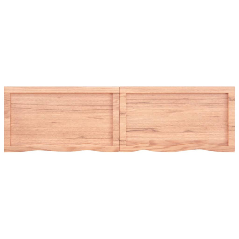 Wandschap 140x40x6 cm behandeld massief eikenhout lichtbruin