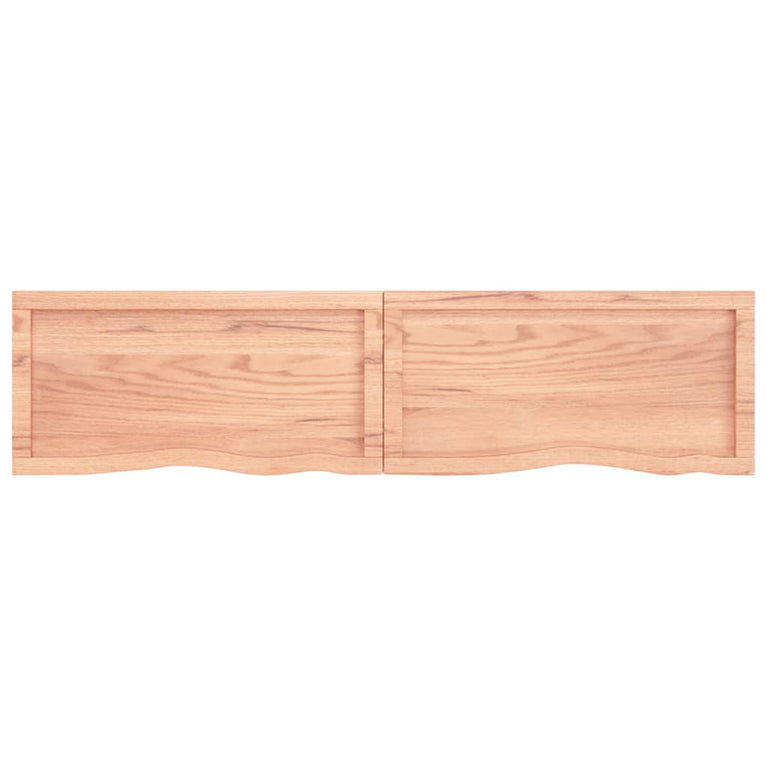 Wandschap 160x40x4 cm behandeld massief eikenhout lichtbruin