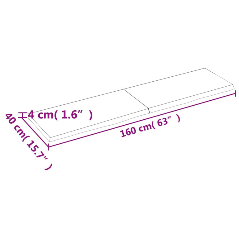 Wandschap 160x40x4 cm behandeld massief eikenhout lichtbruin