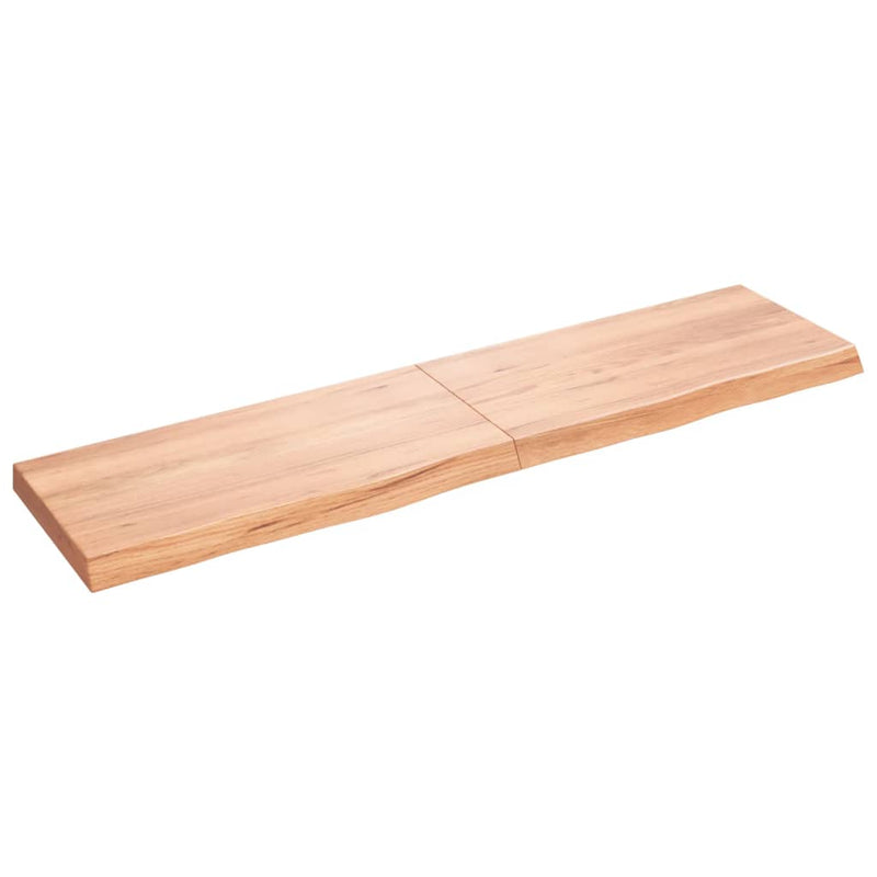 Wandschap 160x40x6 cm behandeld massief eikenhout lichtbruin