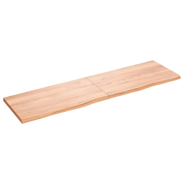 Wandschap 180x50x4 cm behandeld massief eikenhout lichtbruin
