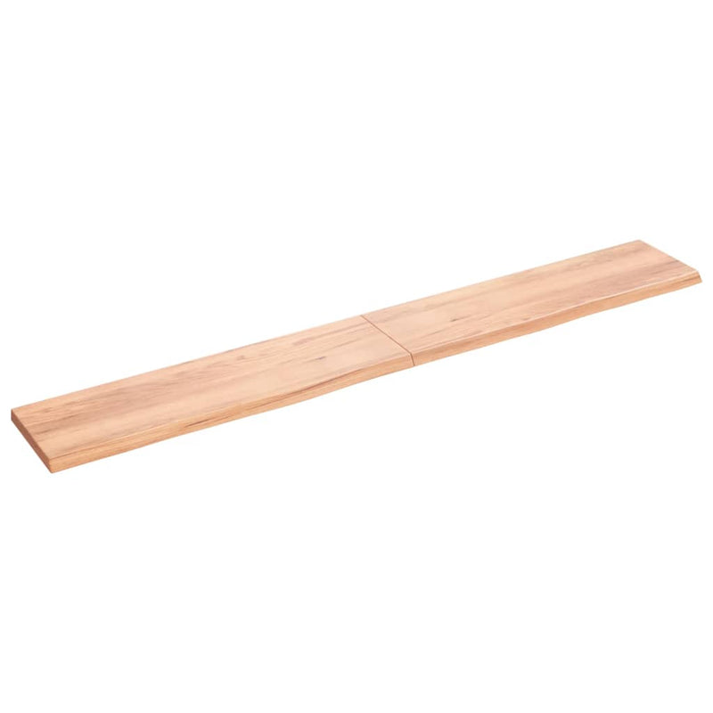 Wandschap 220x30x4 cm behandeld massief eikenhout lichtbruin