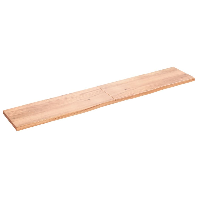 Wandschap 220x40x4 cm behandeld massief eikenhout lichtbruin