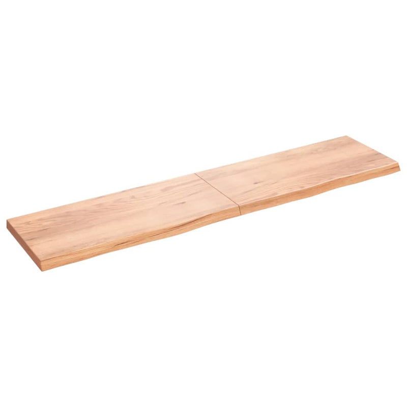 Wandschap 220x50x6 cm behandeld massief eikenhout lichtbruin