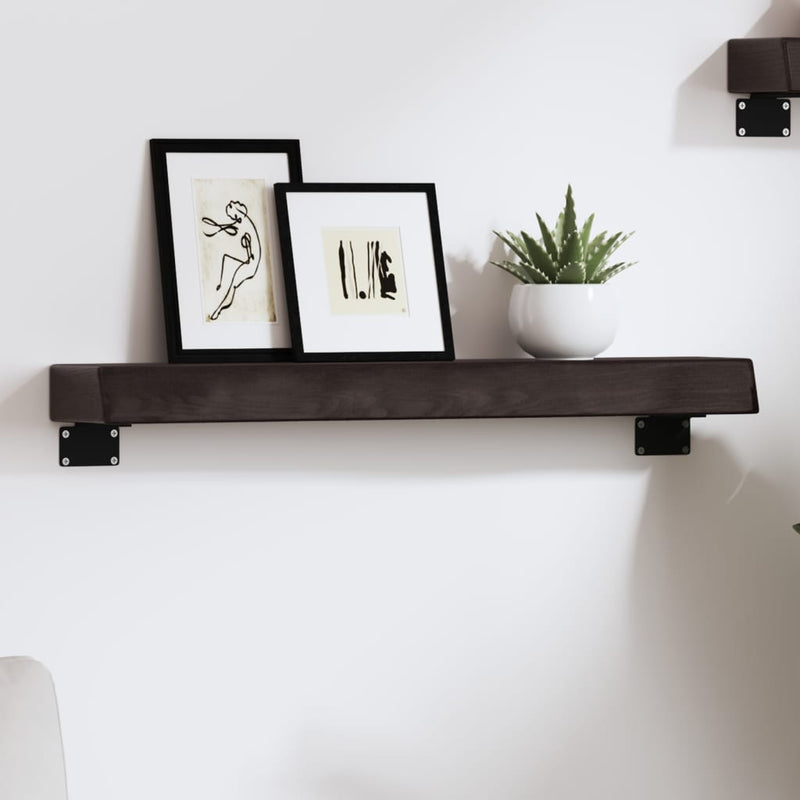 Wandschap 60x10x6 cm behandeld massief eikenhout donkergrijs