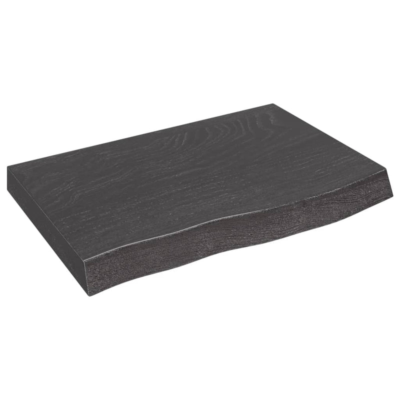 Wandschap 60x40x6 cm behandeld massief eikenhout donkergrijs