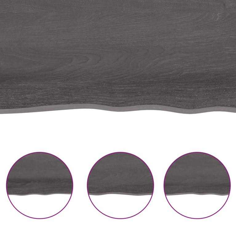 Wandschap 160x30x6 cm behandeld massief eikenhout donkergrijs