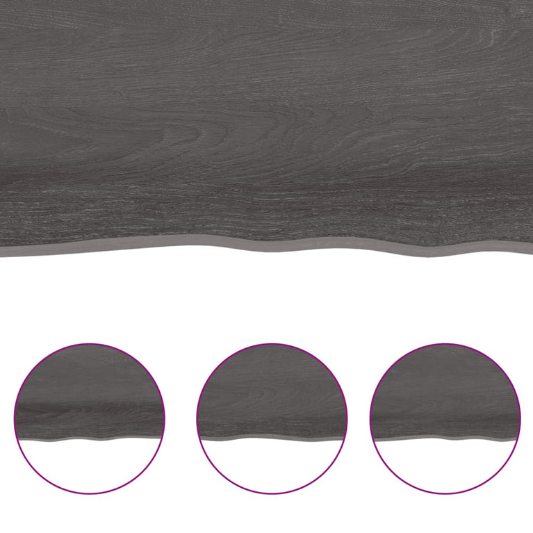 Wandschap 160x40x6 cm behandeld massief eikenhout donkergrijs