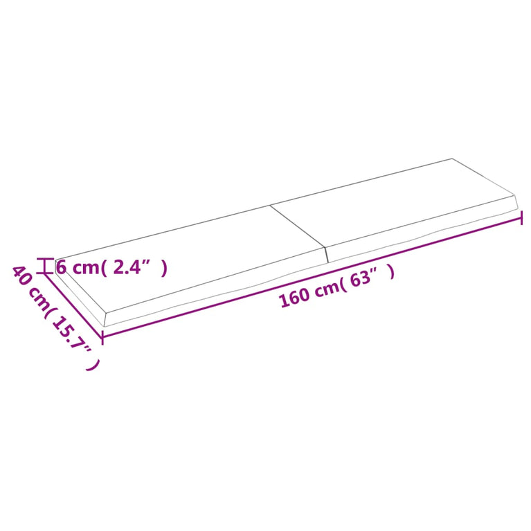 Wandschap 160x40x6 cm behandeld massief eikenhout donkergrijs