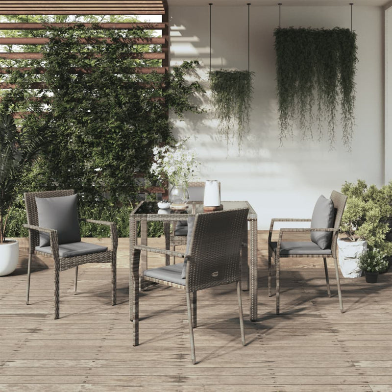 5-delige Tuinset met kussens poly rattan grijs MeubelReus