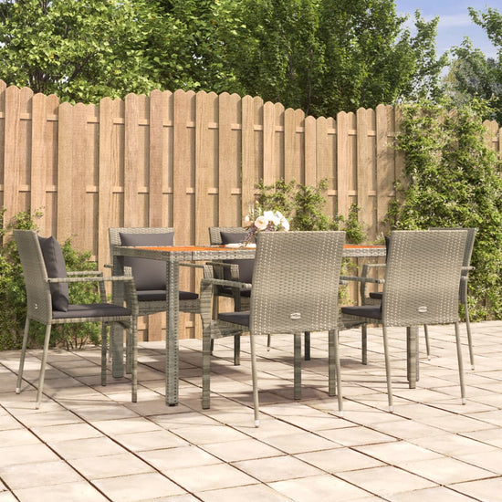 7-delige Tuinset met kussens poly rattan grijs MeubelReus