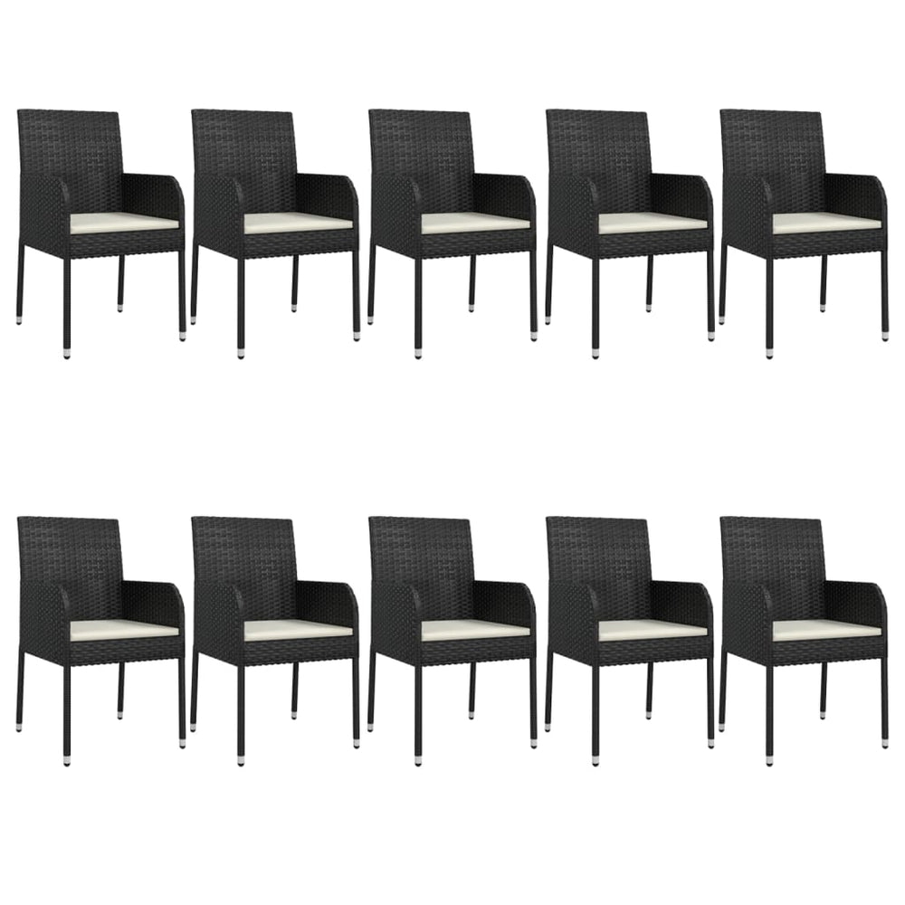 11-delige Tuinset met kussens poly rattan zwart MeubelReus