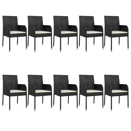 11-delige Tuinset met kussens poly rattan zwart MeubelReus