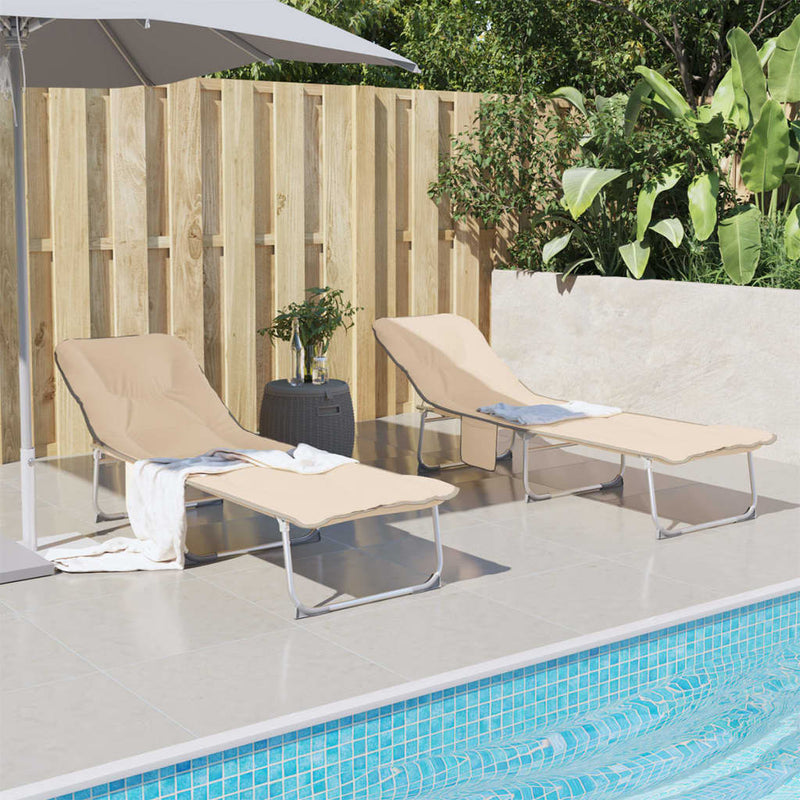 Ligbed inklapbaar stof beige MeubelReus
